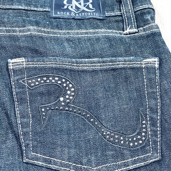 Rock & Republic NEW Women's Size 4 Jeans BootCut Sequined Pockets DARK BLUE - Picture 9 of 12